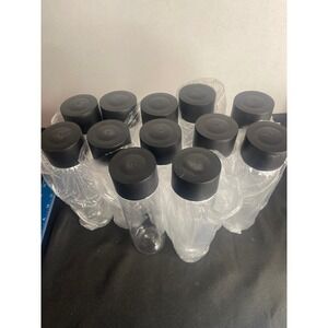 12 Pack Clear Plastic Cylinder Bottles with Matte Black Screw Caps 7.25 Inch
